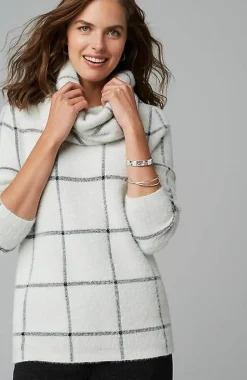 J.Jill Wearever Windowpane Removable-Snood Sweater | Jjill-Women Sweaters
